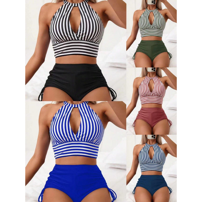 Damen Sport-Bikini-Set mit hochgeschlossenem Oberteil und figurbetonendem Höschen Drune