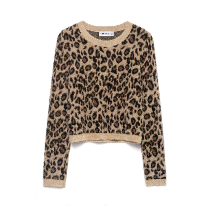 Damen kuscheliger Pullover im Leopardenlook Drune