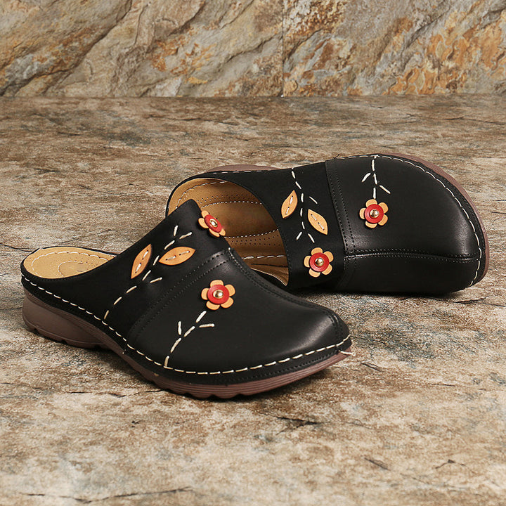 Damen Bequeme Clogs mit floralem Design und ergonomischem Fußbett Drune
