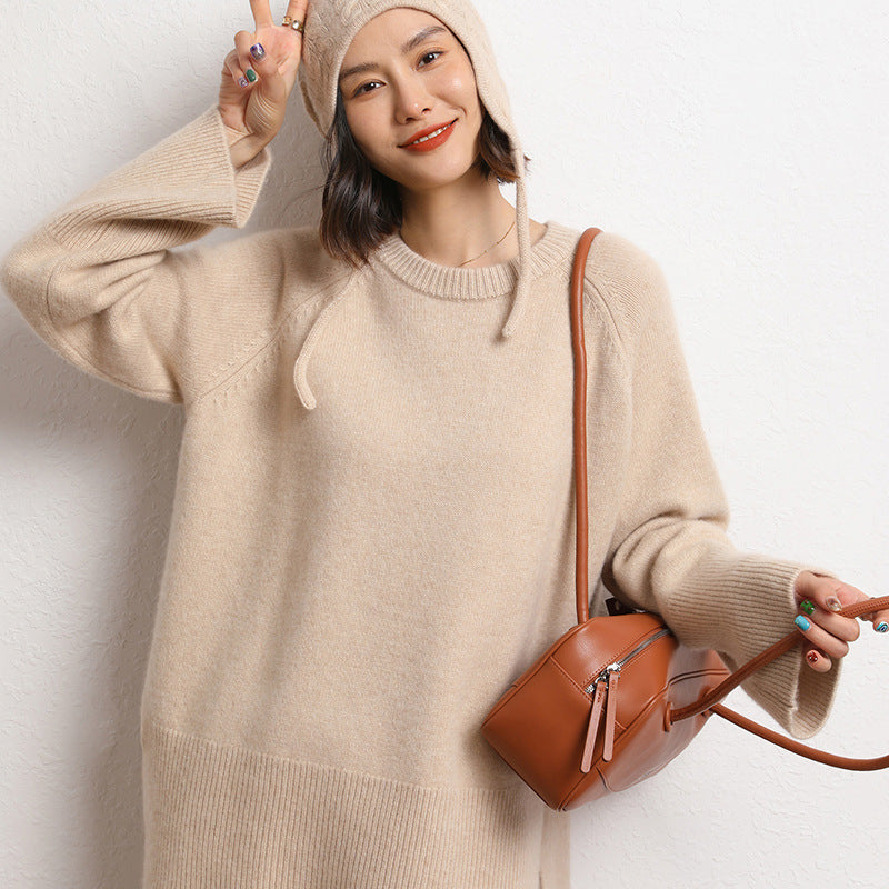 Damen Grobstrickpullover mit weit geschnittenem Design und voluminösen Ärmeln Drune