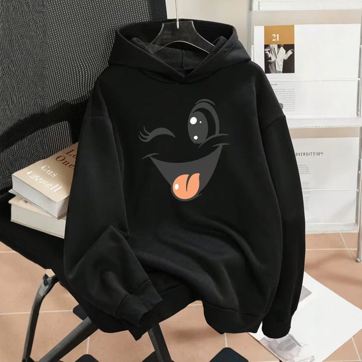 Damen Lustiger Kapuzenpullover mit einzigartigem Emoji-Design Drune