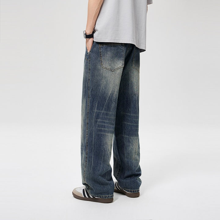Herren Baggy-Jeans im Vintage‑Wash mit hoher Bundhöhe, relaxed Bein & dezenter Distressed‑Optik Drune