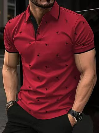 Herren Polohemd mit einzigartigem Flamingo-Muster Drune