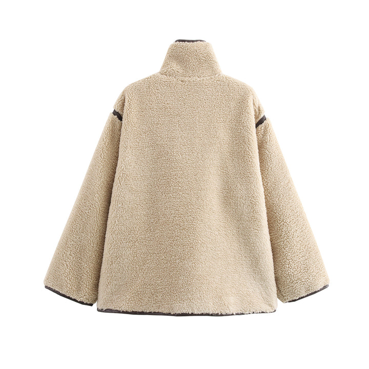 Damen weich gepolsterte Fleecejacke mit hohem Kragen und Knopfverschluss Drune