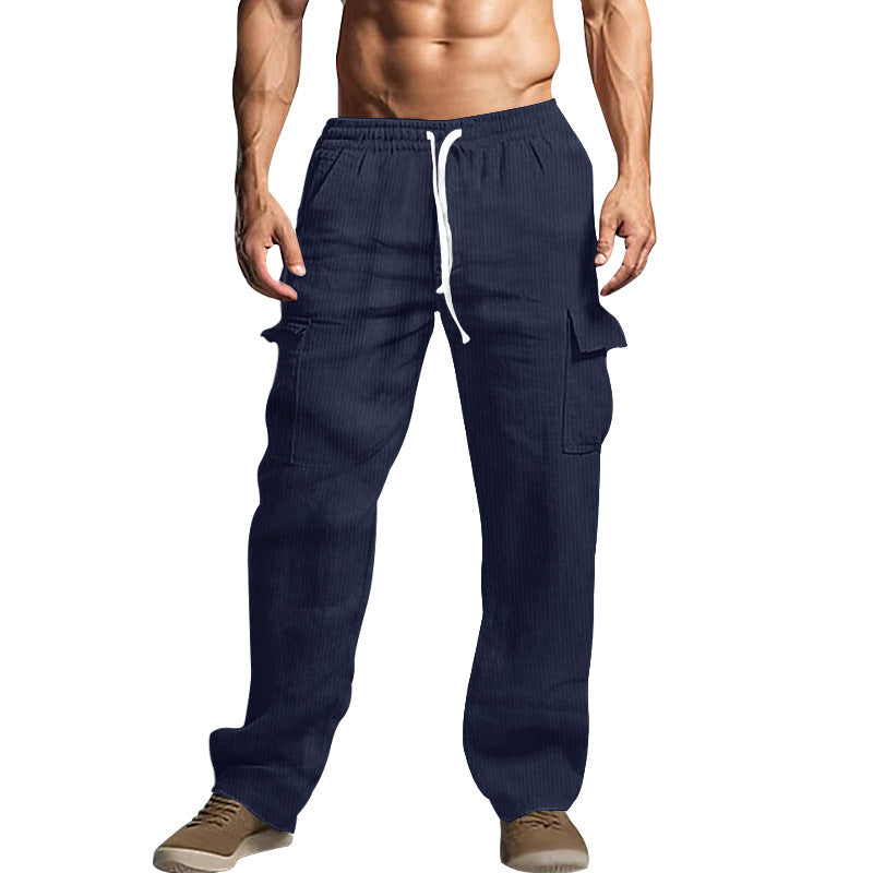Herren Cord-Cargo-Hose mit elastischem Bund, Kordelzug & aufgesetzten Klappentaschen Drune