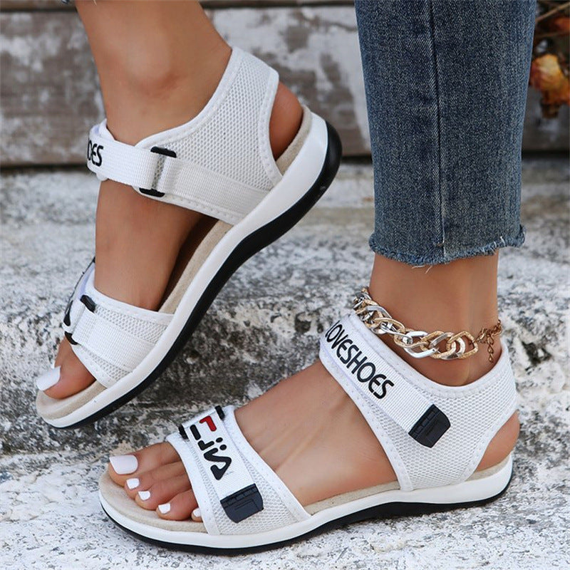 Damen Bequeme Sport-Sandalen mit verstellbarem Riemensystem und atmungsaktivem Mesh-Drune
