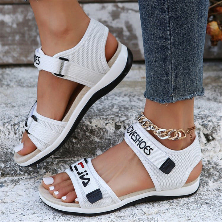 Damen Bequeme Sport-Sandalen mit verstellbarem Riemensystem und atmungsaktivem Mesh-Drune