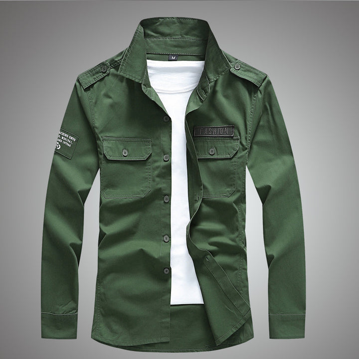 Herren Modische Baumwollhemdjacke mit praktischen Taschen Drune
