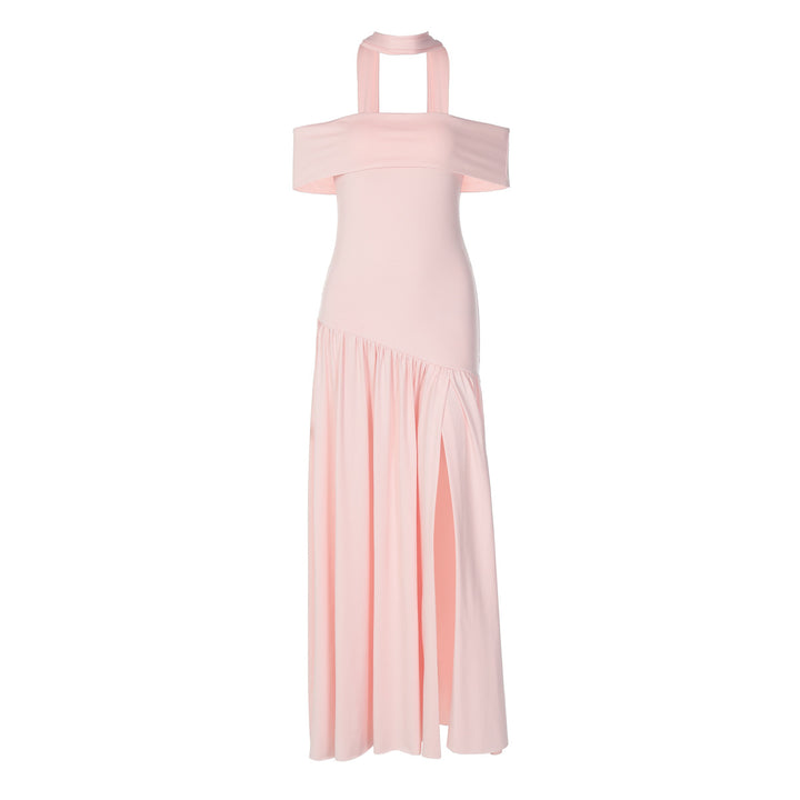 Damen Maxikleid mit schulterfreiem Design und seitlichem Schlitz Drune