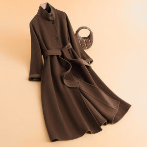 Damen Stylischer und eleganter Mantel mit hohem Kragen Drune