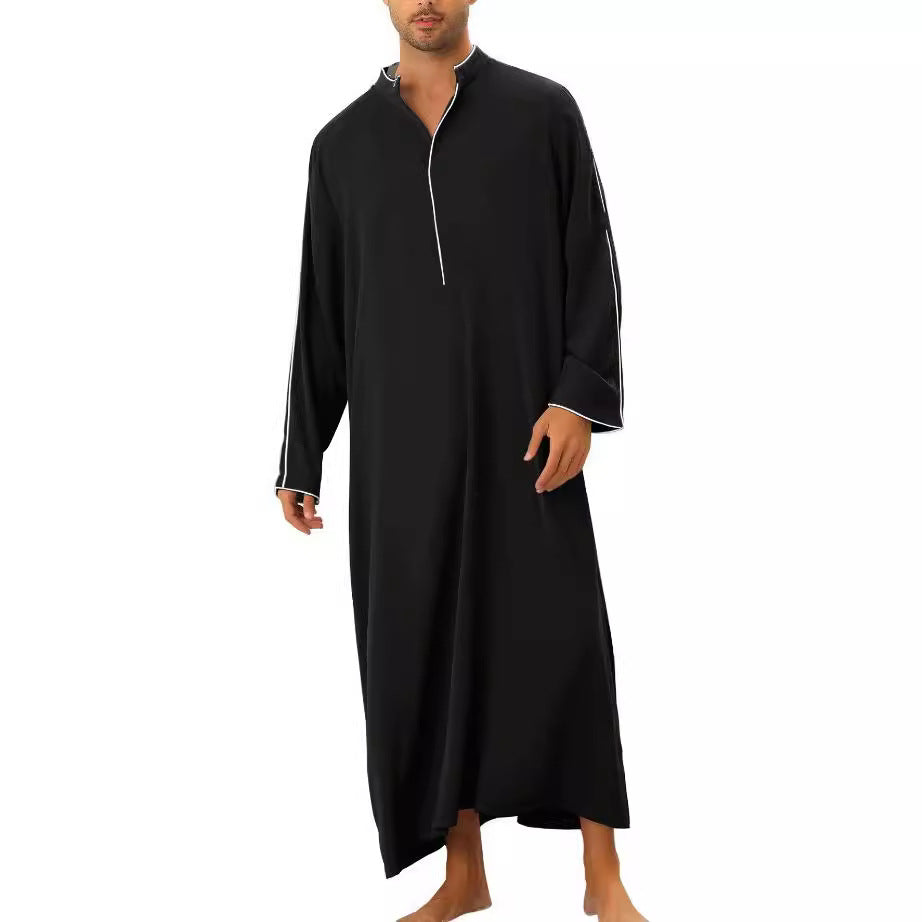 Herren hochentwickelter Kaftan mit sportlichem Stehkragen und eleganten Kontrastdetails Drune