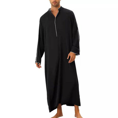 Herren hochentwickelter Kaftan mit sportlichem Stehkragen und eleganten Kontrastdetails Drune