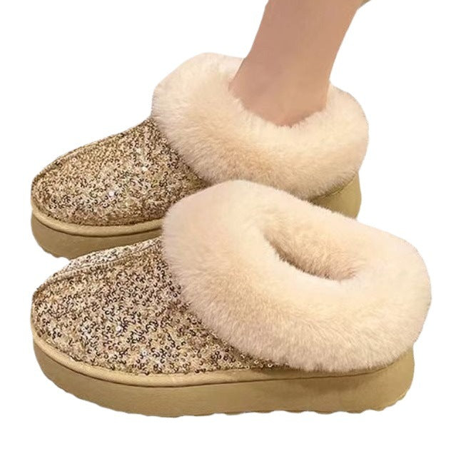 Damen Flauschige Glitzer Hausschuhe Drune