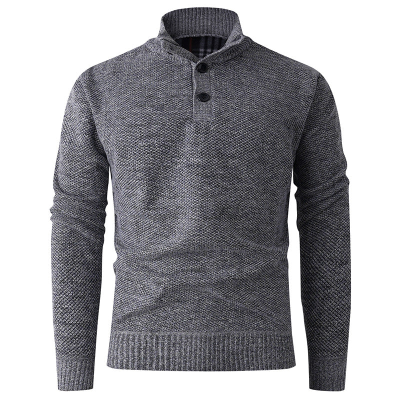 Herren Strickpullover mit modernem Stehkragen und dekorativen Knopfdetails Drune