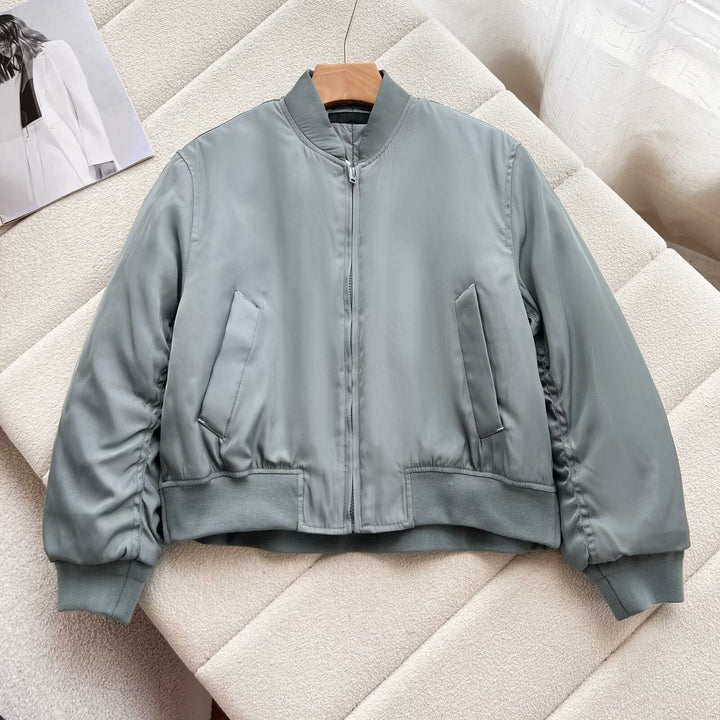 Damen sportliche Bomberjacke mit hohem Kragen und bequemen Seitentaschen Drune