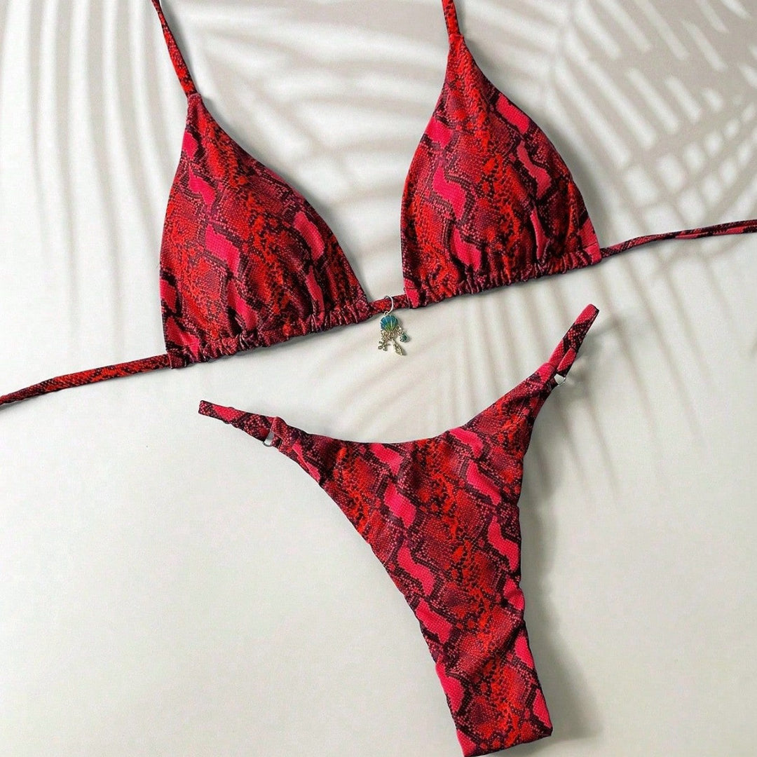 Damen Triangel-Bikini mit Schlangenmotiv Drune