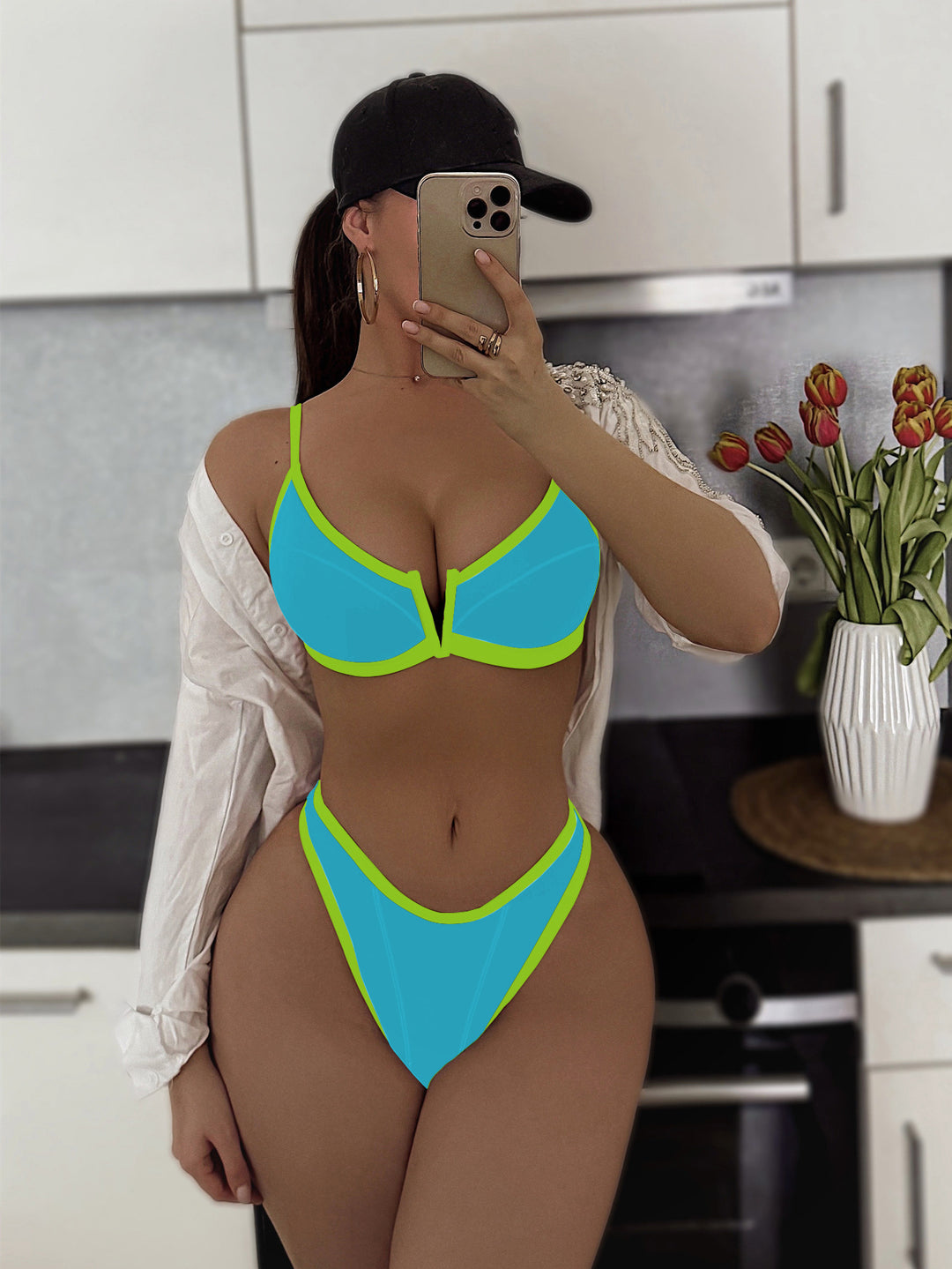 Damen Push-up Bikini mit stylischem V-Ausschnitt Drune