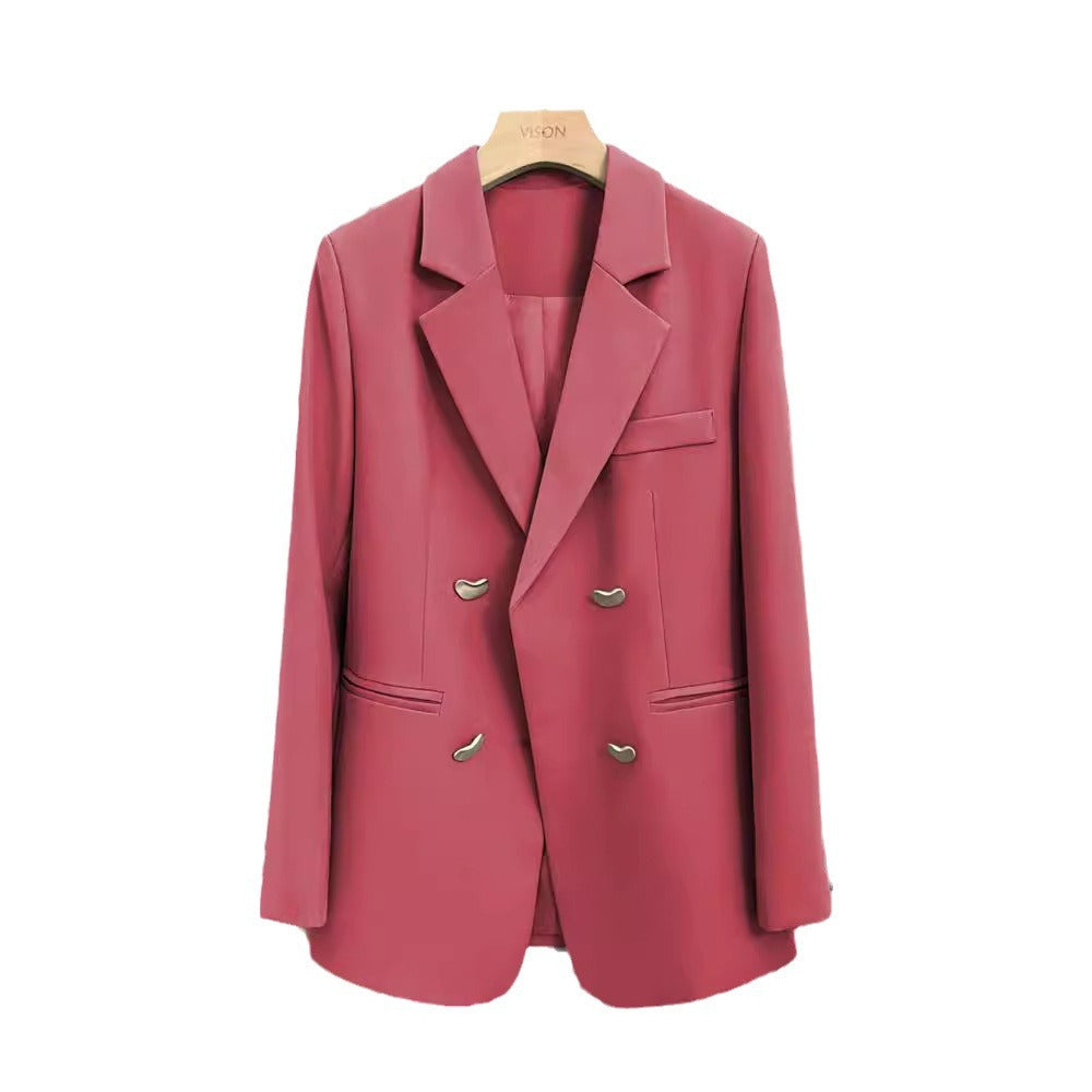 Damen Modischer Zweireiher Blazer Drune