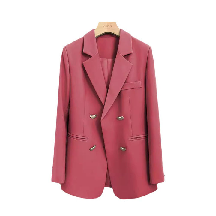 Damen Modischer Zweireiher Blazer Drune