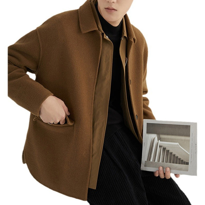 Herren Oversize Woll‑Mischjacke mit Hemdkragen und aufgesetzten Taschen Drune