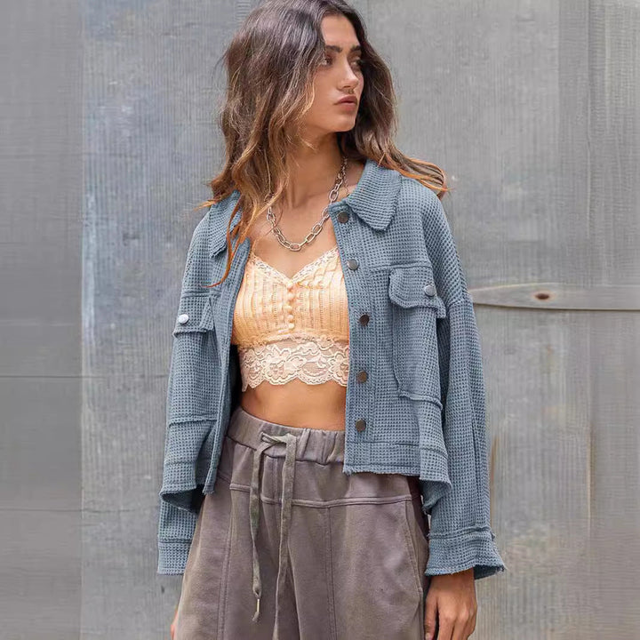 Damen gemütliche Waffle-Jacke Drune