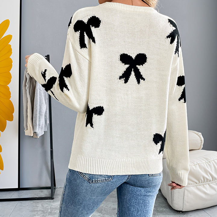 Damen Verspielter Pullover mit Schleifen-Muster Drune