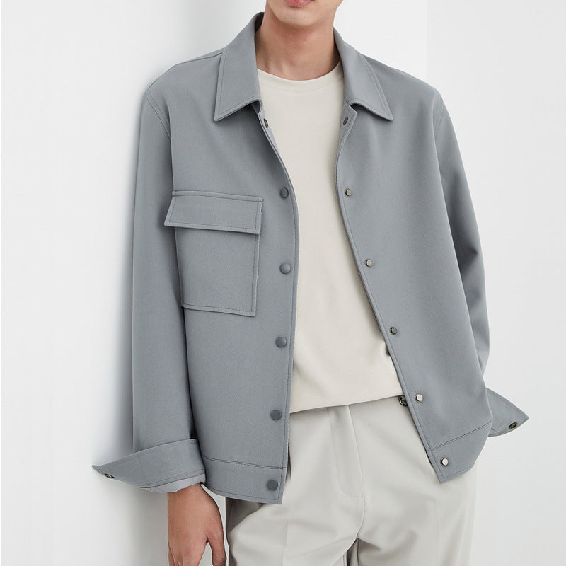 Herren Oversize-Utility-Jacke mit aufgesetzter Brusttasche und Druckknopfleiste Drune