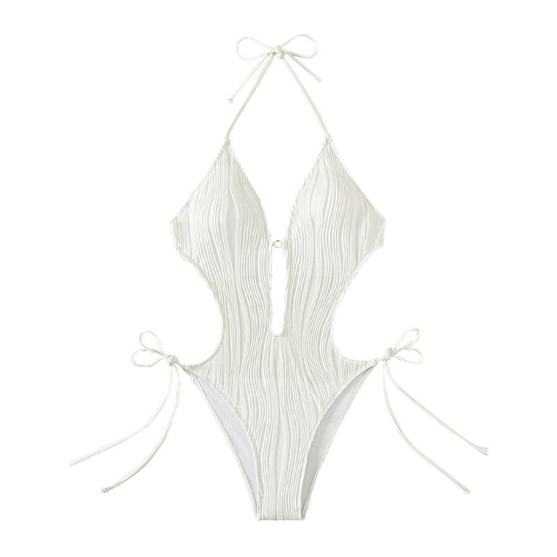 Damen Einteiler Badeanzug mit Raffinierten Cut-Out Details Drune