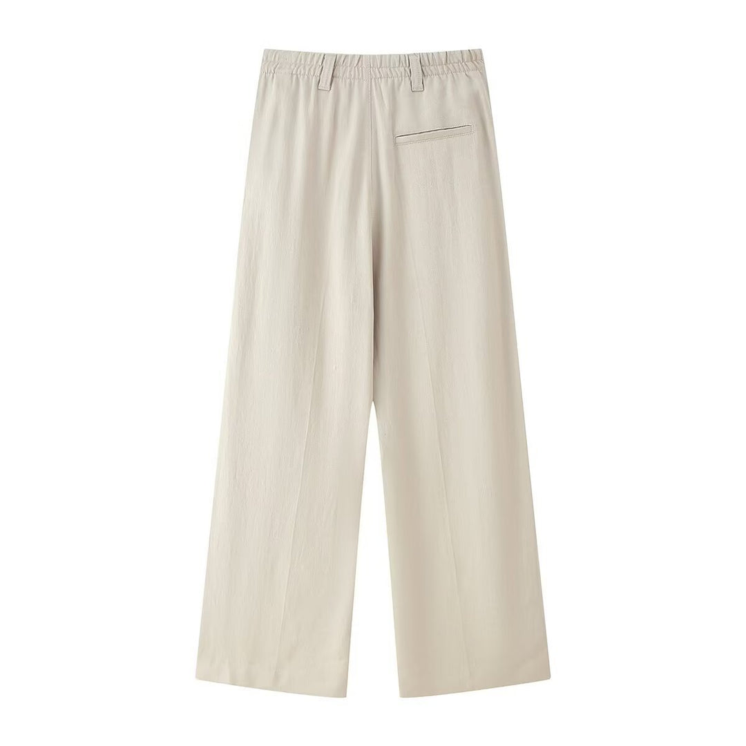 Damen weit High-Waist Hose mit eleganter Faltenlegung und komfortablem Schnitt Drune