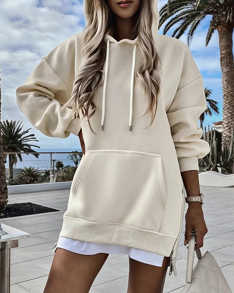 Damen Lässiger Hoodie mit seitlichem Reißverschluss Drune