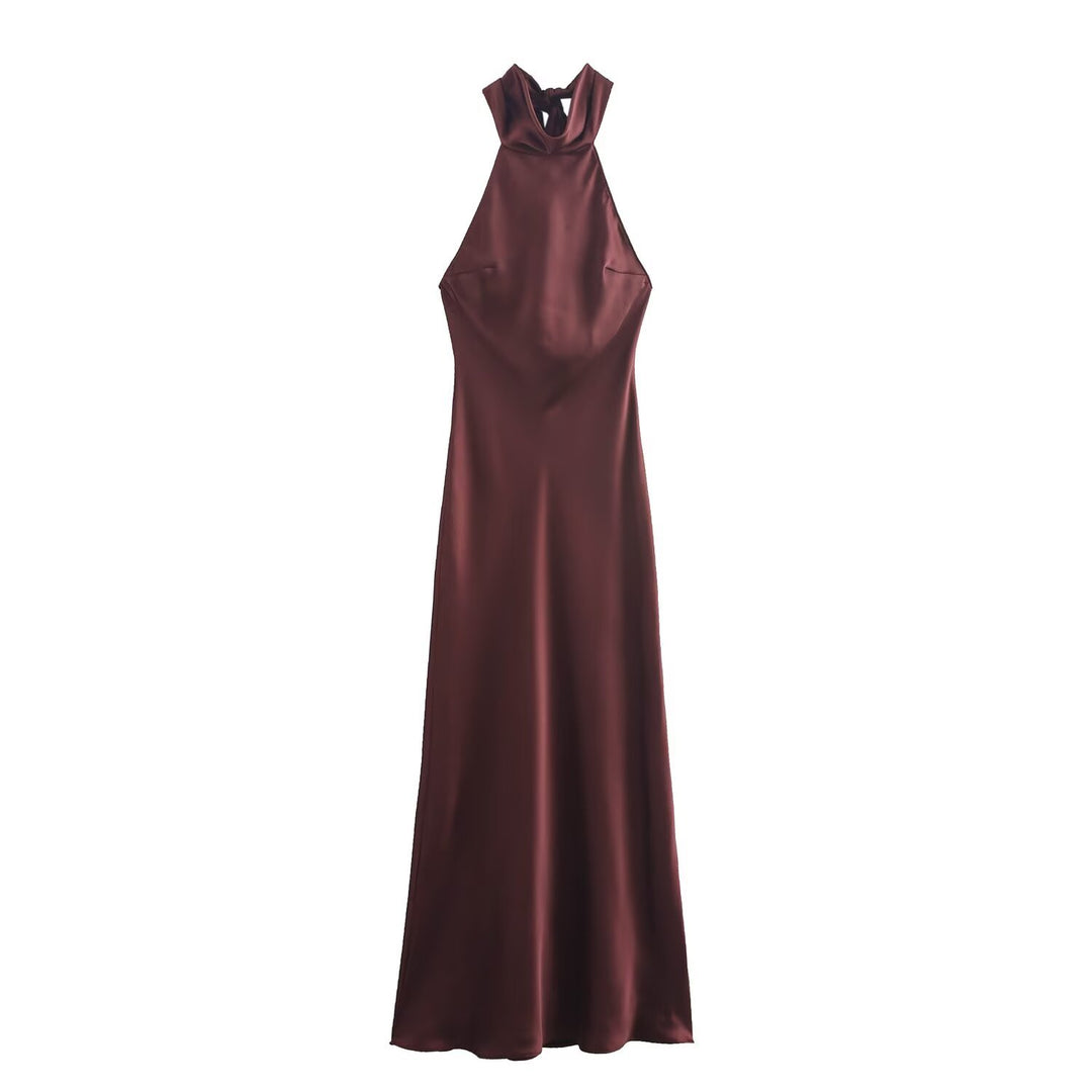 Damen Abendkleid mit hohem Kragen und fließendem Schnitt Drune