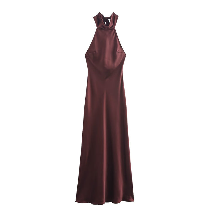 Damen Abendkleid mit hohem Kragen und fließendem Schnitt Drune
