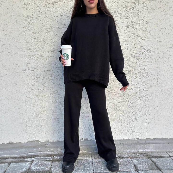 Damen lässiger Strickpullover mit oversized Passform und weiten Ärmeln Drune