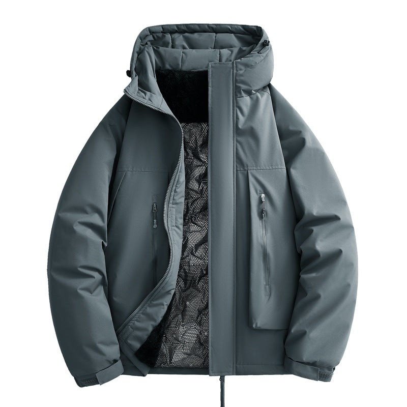 Herren wasserabweisende gefütterte Winterjacke mit Kapuze und weichem Fleece-Innenfutter Drune