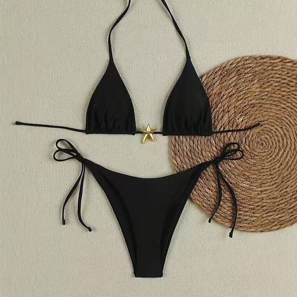 Damen Bikini-Set mit verstellbarem Triangel-Oberteil und hoher Taillenhose Drune