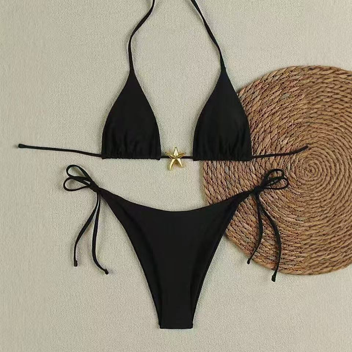 Damen Bikini-Set mit verstellbarem Triangel-Oberteil und hoher Taillenhose Drune