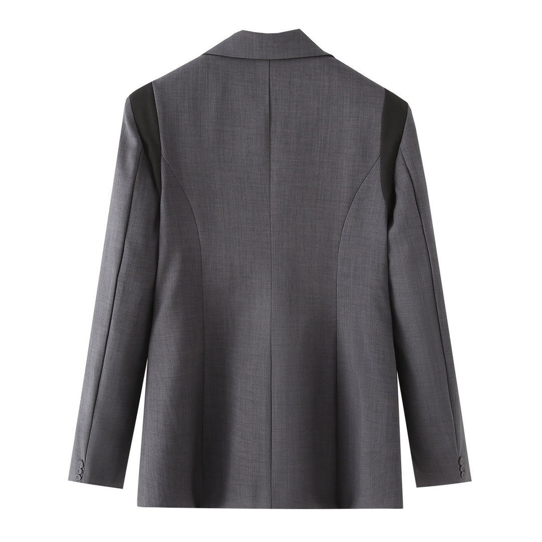 Damen nan weitgeschnittener Blazer mit kontrastierendem Revers, einreihiger Knopfleiste und Pattentaschen Drune