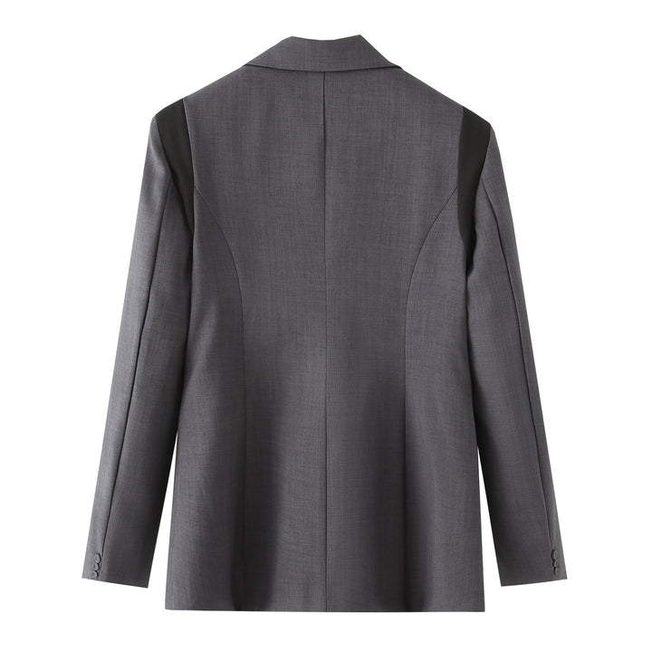 Damen nan weitgeschnittener Blazer mit kontrastierendem Revers, einreihiger Knopfleiste und Pattentaschen Drune