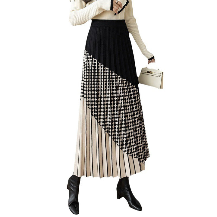 Damen Plissierter Maxirock mit geometrischem Muster Drune