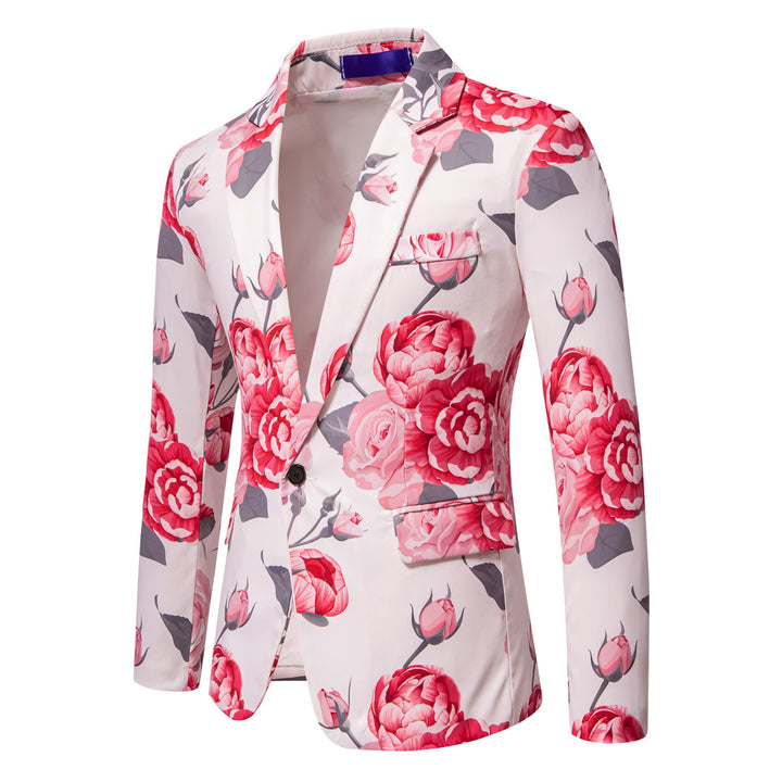 Herren Slim-Fit Sakko mit ganzflächigem Blumenprint und schmalem Revers Drune