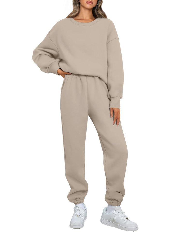 Damen nan gemütliches zweiteiliges Lounge-Set aus French-Terry mit Oversize-Sweatshirt und taillierter Jogginghose Drune