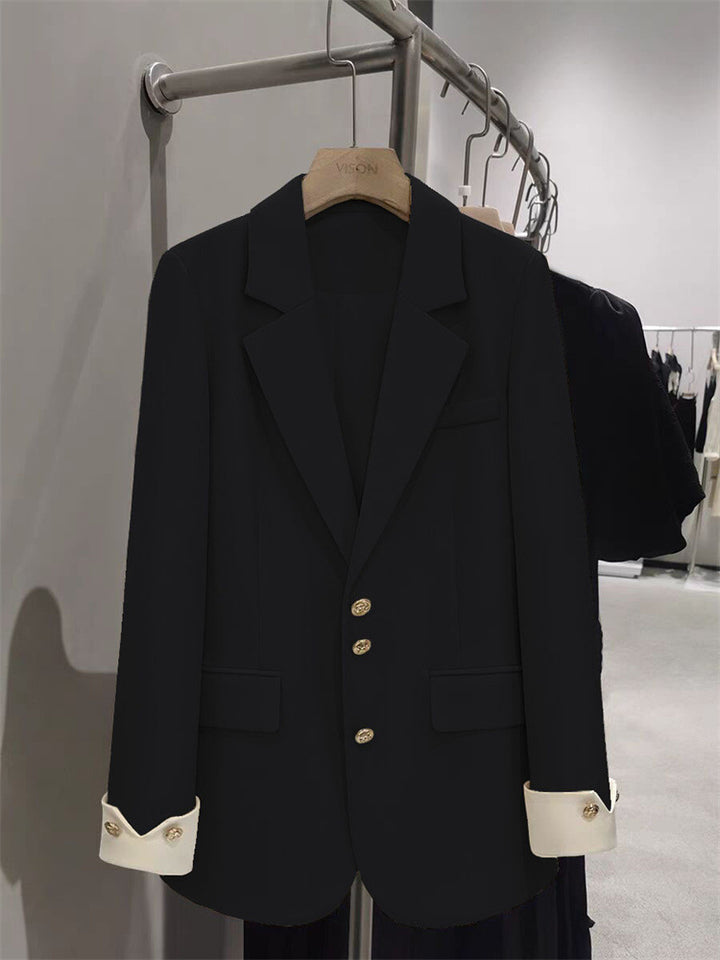 Damen Eleganter Blazer mit goldenen Knopfdetails Drune