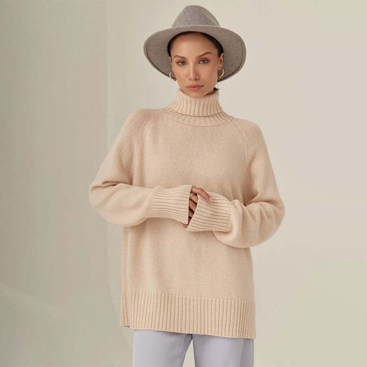Damen Strickpullover mit hochgestocktem Kragen und lässigem Schnitt Drune