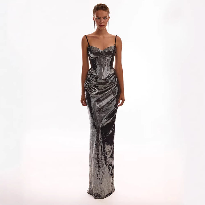 Damen glamouröses Abendkleid mit schimmernden Pailletten und elegantem Schnitt Drune