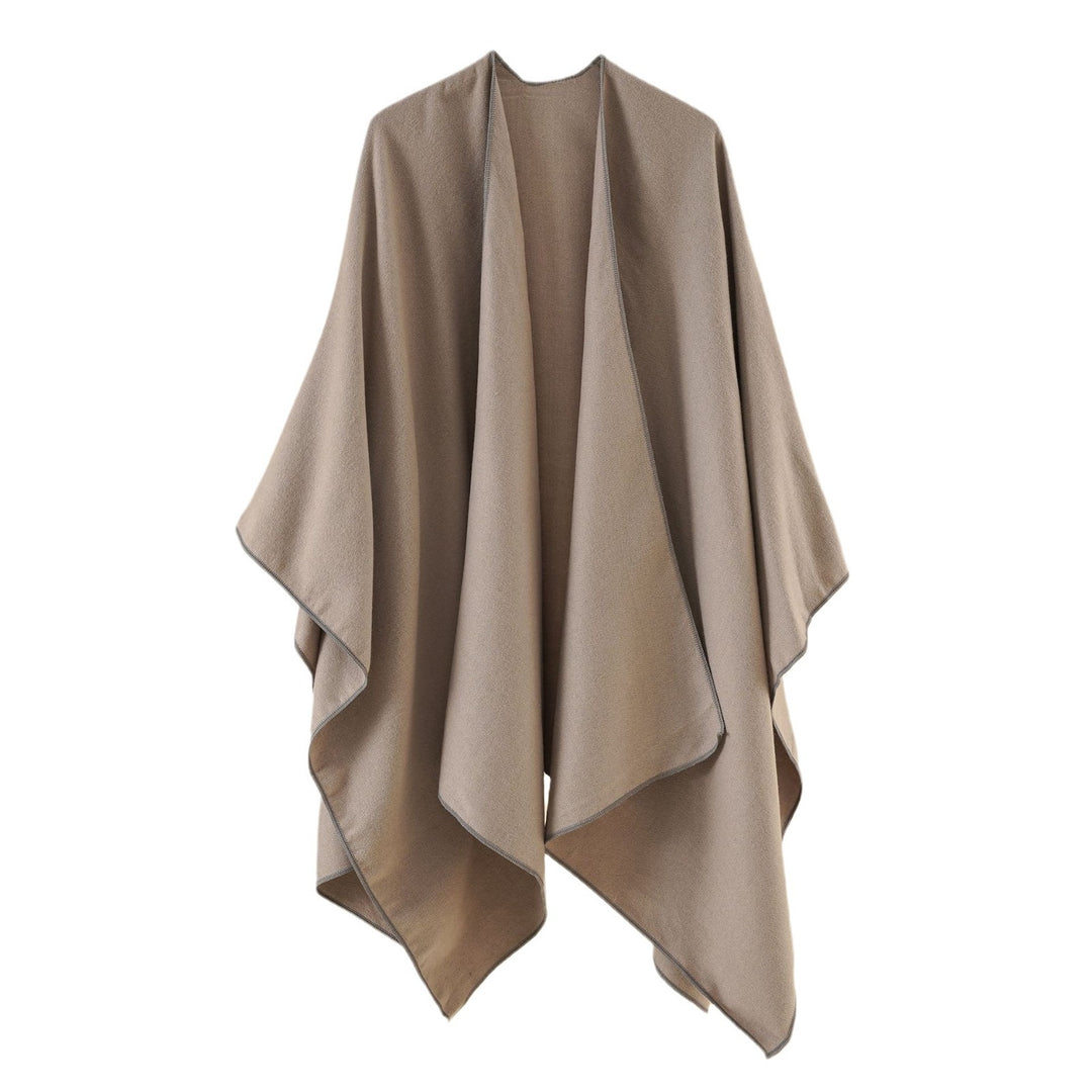 Damen Eleganter Wickelp Poncho aus weichem Wollmix Drune