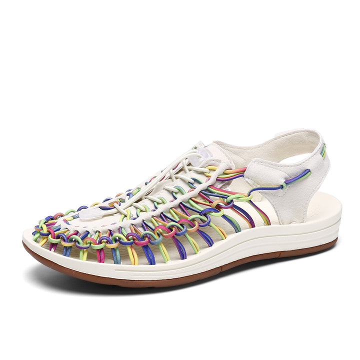 Unisex Geflochtene Sport-Sandalen mit elastischen Multicolor-Kordeln Drune