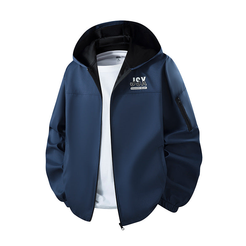 Herren Sportliche Windbreakerjacke mit Kapuze Drune