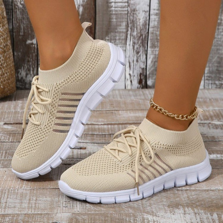 Damen komfortable und atmungsaktive Sneaker mit elastischem Netzstoff Drune