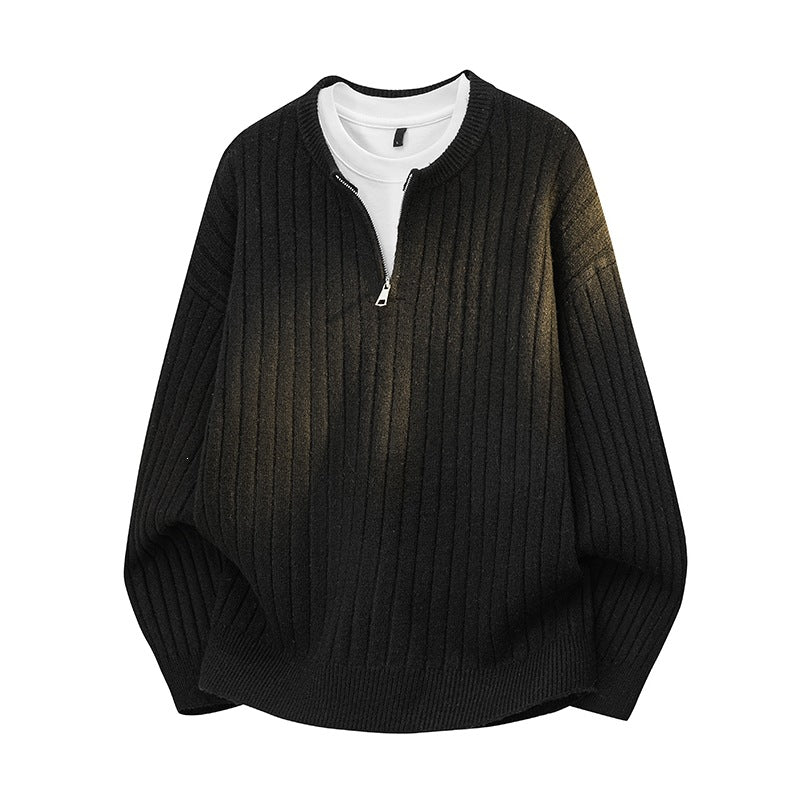 Herren Grobstruktur-Halbzip-Strickpullover mit Rippenstruktur Drune