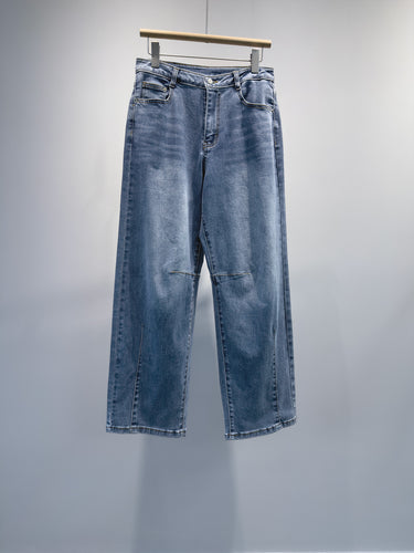 Damen Relaxed Fit Weite Bein Denim Hose Drune